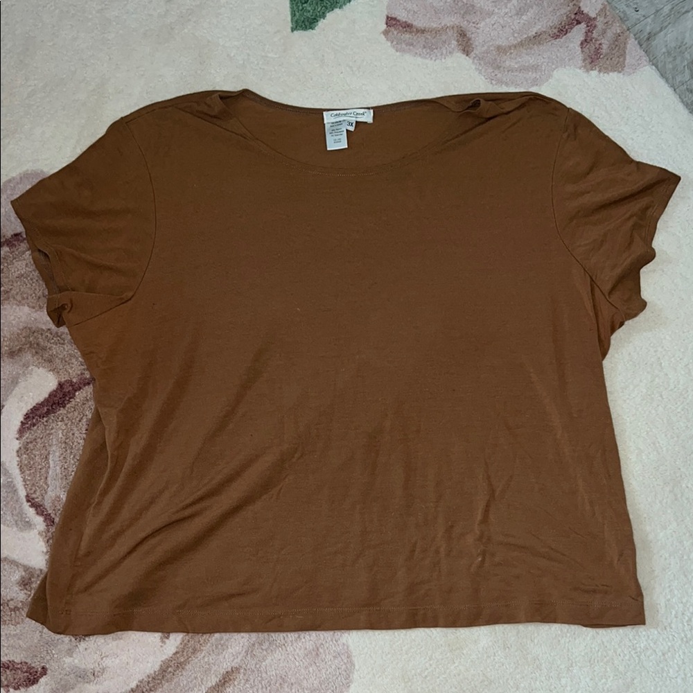 Coldwater Creek Brown Boxy Short Sleeve Tee